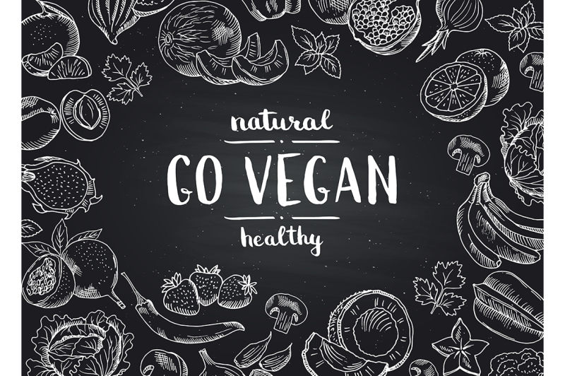 vector-go-vegan-blackboard-background-with-doodle-handdrawn-fruits