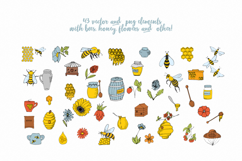 vector-bees-and-honey