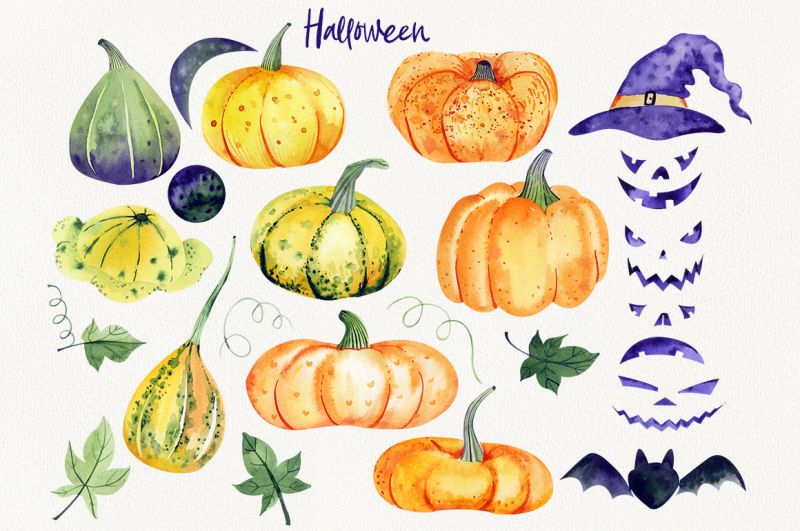 watercolor-halloween-set