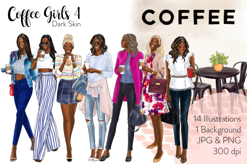 watercolor-fashion-clipart-coffee-girls-4-dark-skin