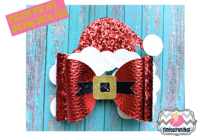 holiday-christmas-santa-hat-hair-bow-template