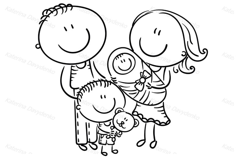 happy-cartoon-family-with-two-children