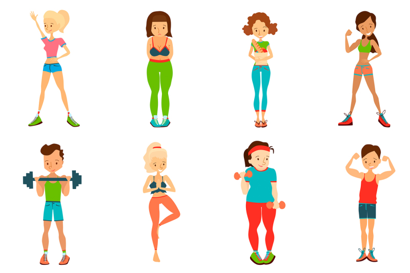 healthy-lifestyle-vector-people-set