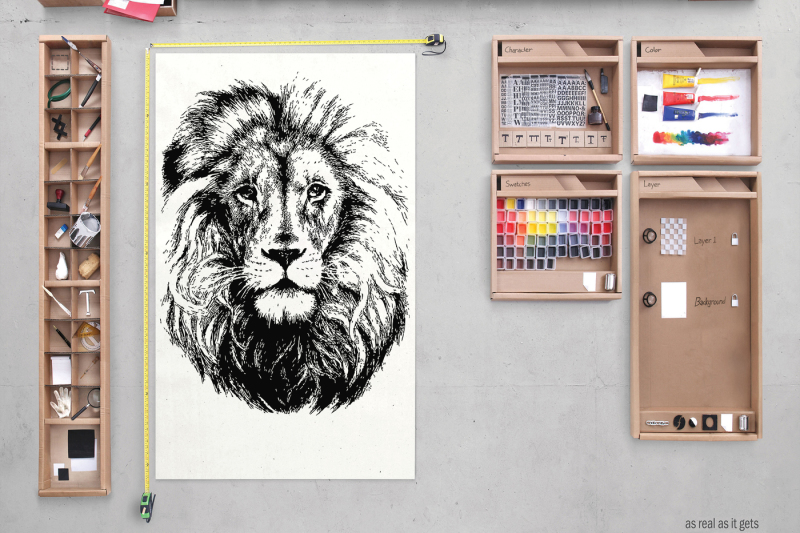 lion-head-hand-drawn-vector