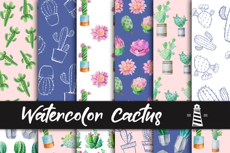 watercolor-cactus-digital-paper