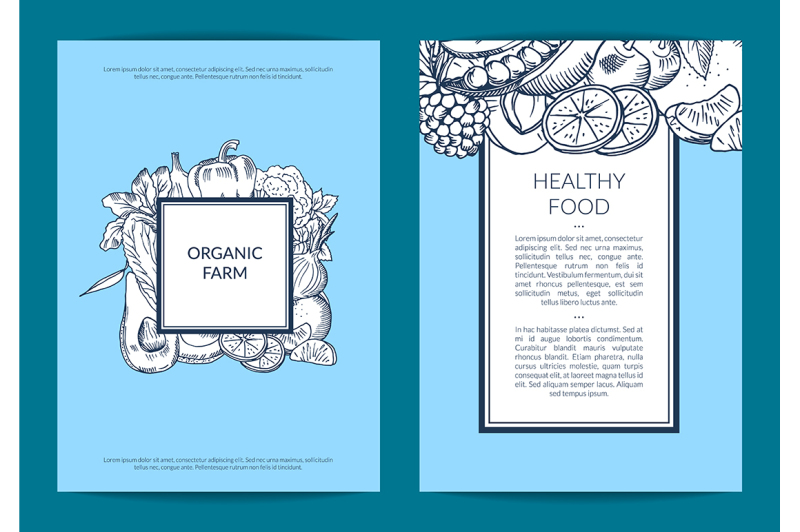 vector-handdrawn-fruits-and-vegetables-vegan-flyer-template