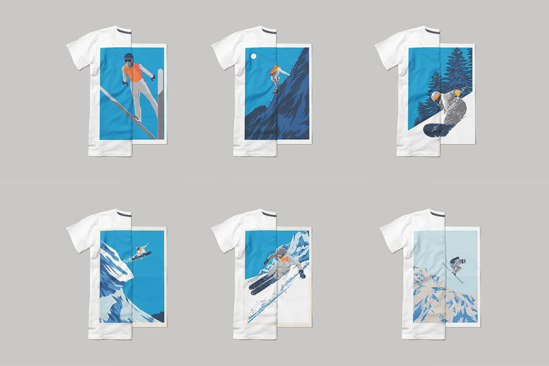 winter-sport-poster-t-shirt-set