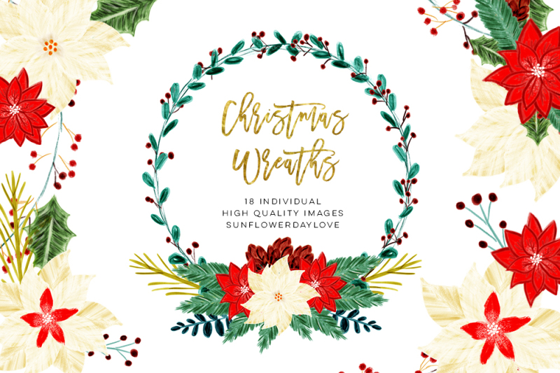 christmas-floral-wreaths-illustration-clip-art