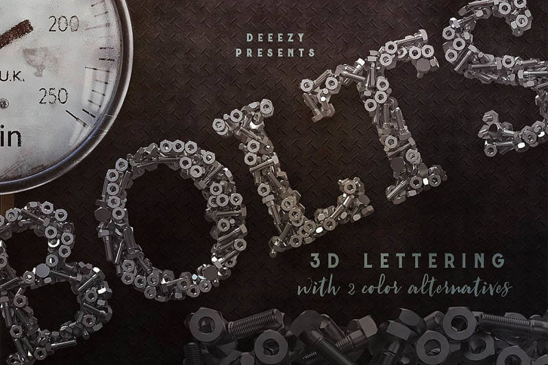 metalic-bolts-3d-lettering