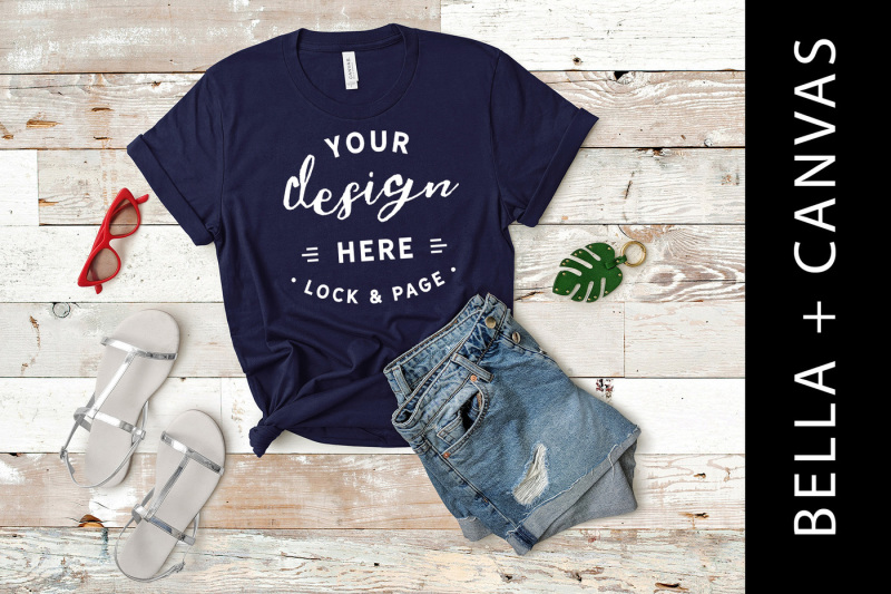 Download Navy Bella Canvas 3001 Shirt Mockup T Shirt Fashion Flat ...