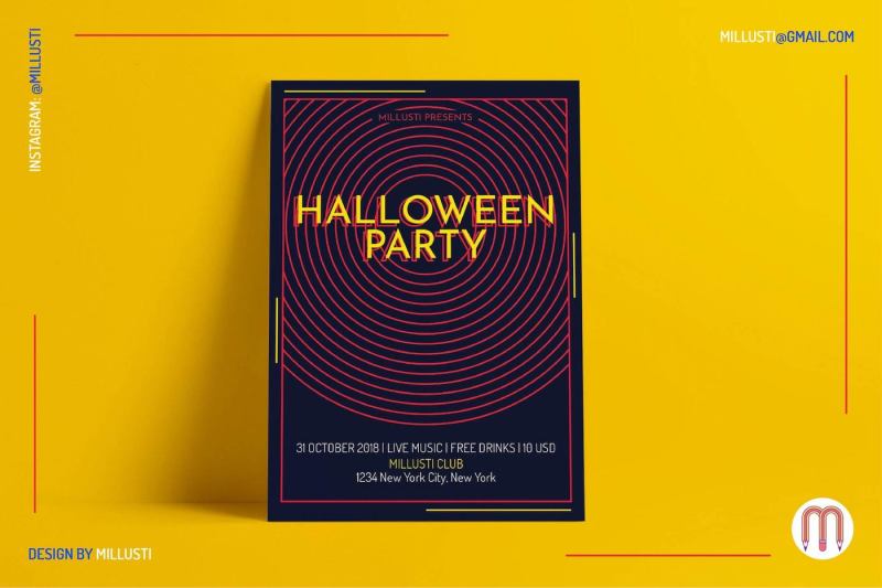simple-circle-art-deco-halloween-party-flyer-template