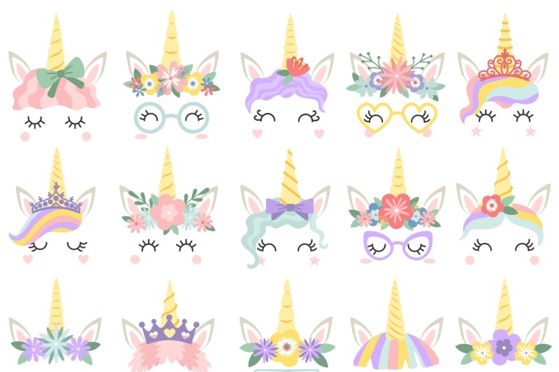 unicorn-face-beautiful-pony-unicorns-faces-magic-horn-in-rainbow-flo