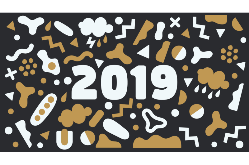 2019-new-year-vector-background-set