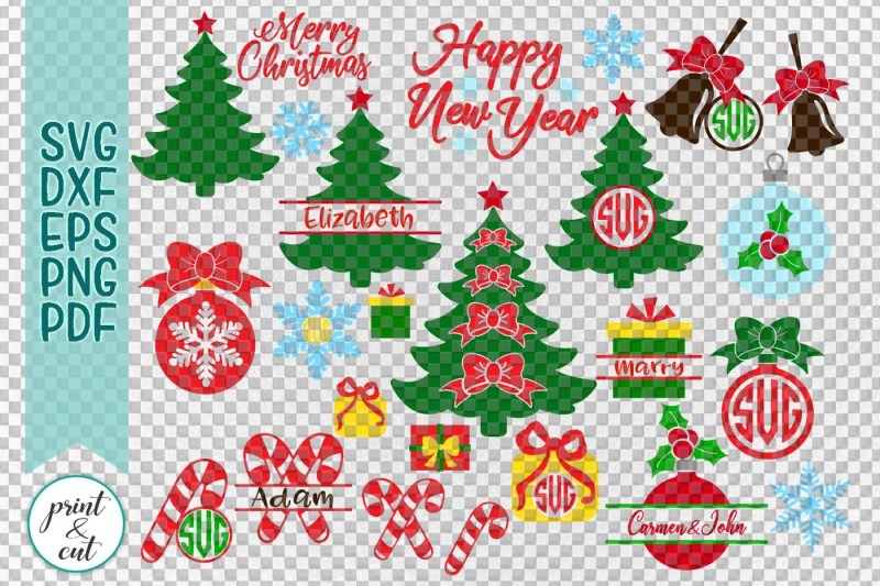 christmas-elements-bundle-tree-baubles-bell-candy-cane-svg-dxf-for-cut