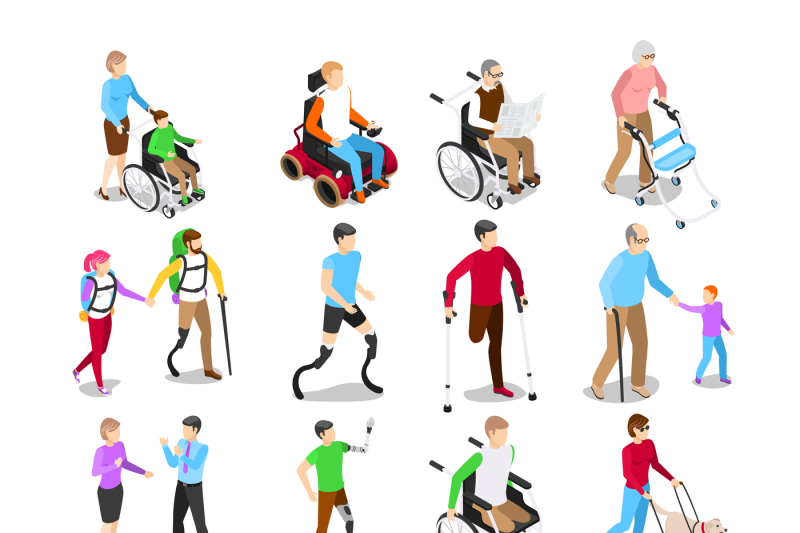 isometric-disabled-people-disability-care-disabled-elderly-senior-in