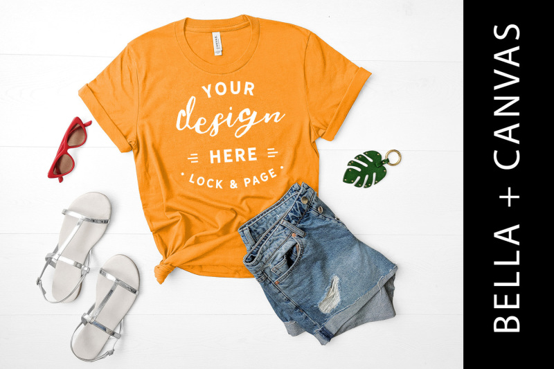 Free Burnt Orange T-Shirt Mockup Bella Canvas 3001 (PSD Mockups)