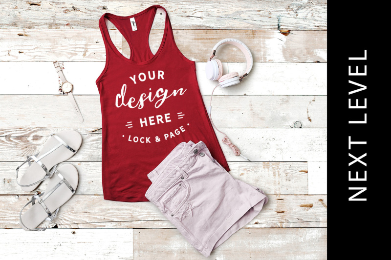 Free Scarlet Next Level 1533 Tank Top Fitness Vest Mockup Racerback (PSD Mockups)