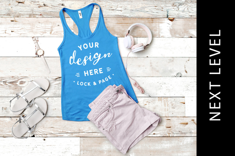 Free Turquoise Next Level 1533 Vest Mockup Tank Muscle Top (PSD Mockups)