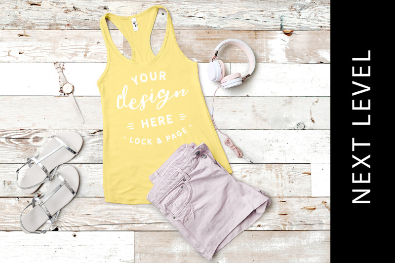 Free Banana Cream Next Level 1533 Tank Top Mockup Vest Muscle Top (PSD Mockups)