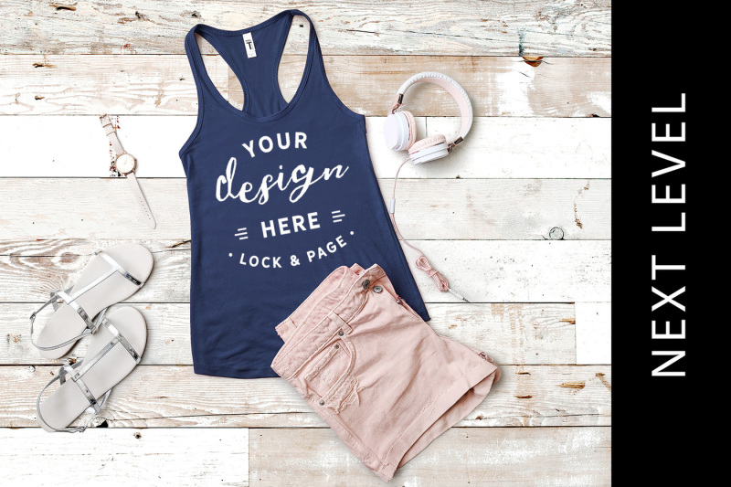 Free Indigo Next Level 1533 Tank Top Vest Women's Racerback Mockup (PSD Mockups)