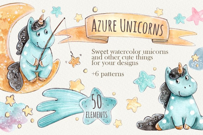 azure-unicorns-set-6-patterns