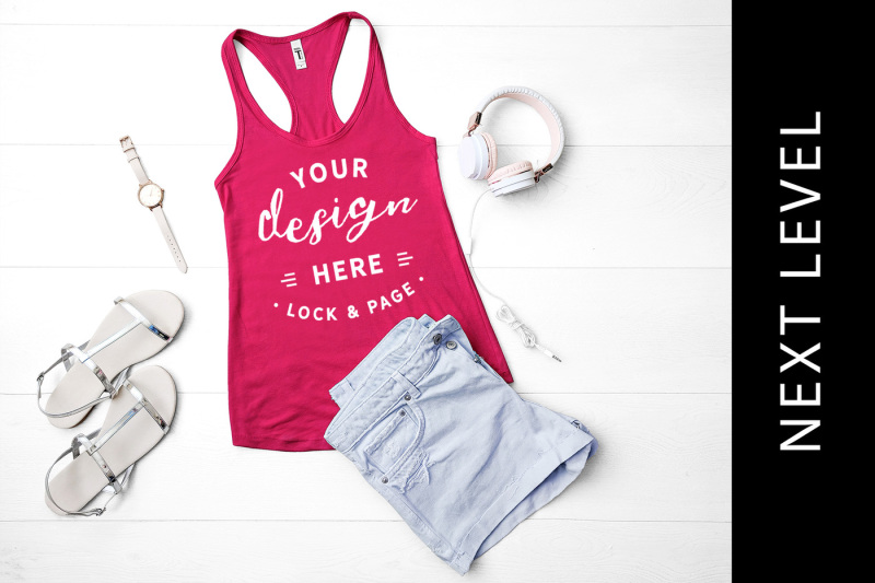 Free Raspberry Next Level 1533 Tank Top Mockup Keep Fit Gym Vest (PSD Mockups)