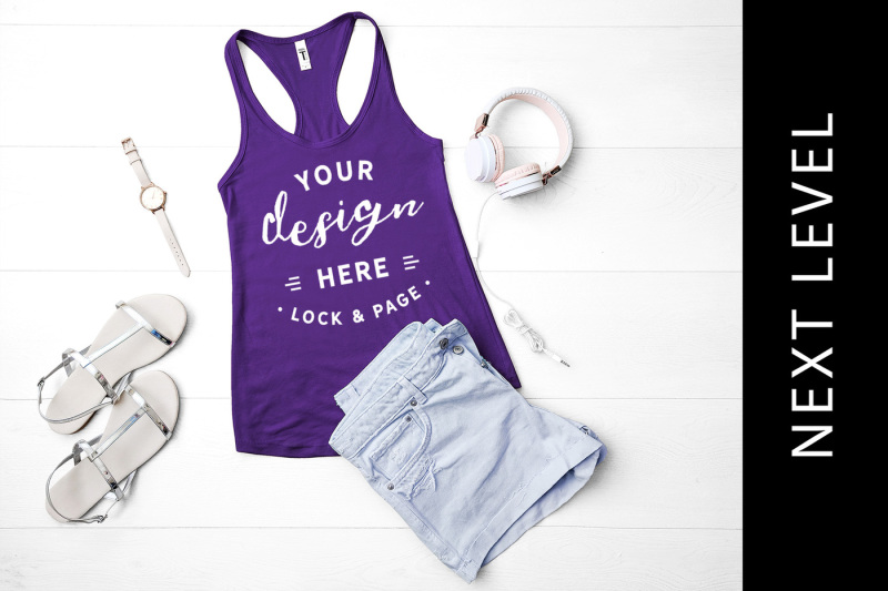 Free Purple Rush Next Level 1533 Tank Top Summer Fashion Mockup (PSD Mockups)
