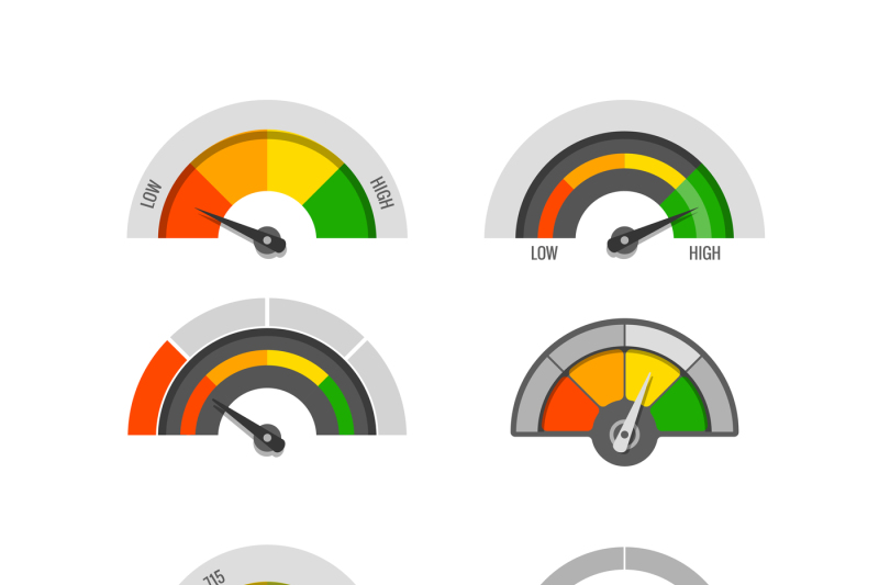 speedometer-indicators-gauges-low-moderate-and-high-measurement-level