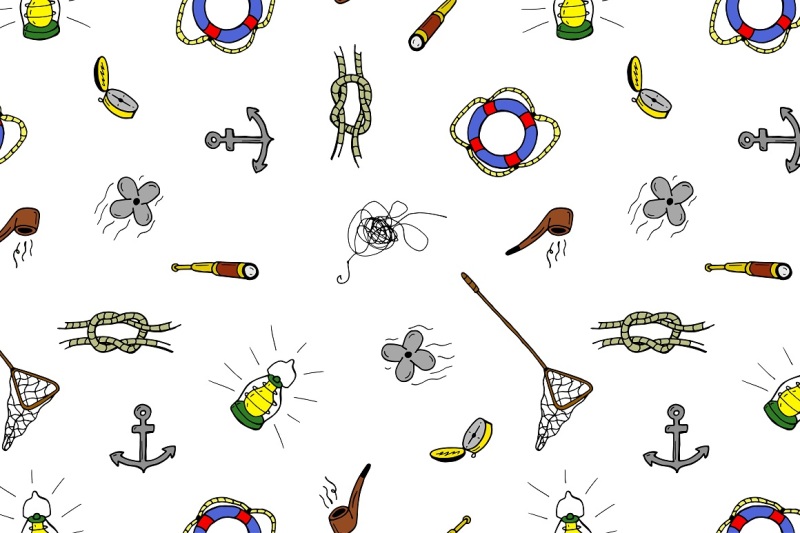 fishing-doodle-set-seamless-patterns