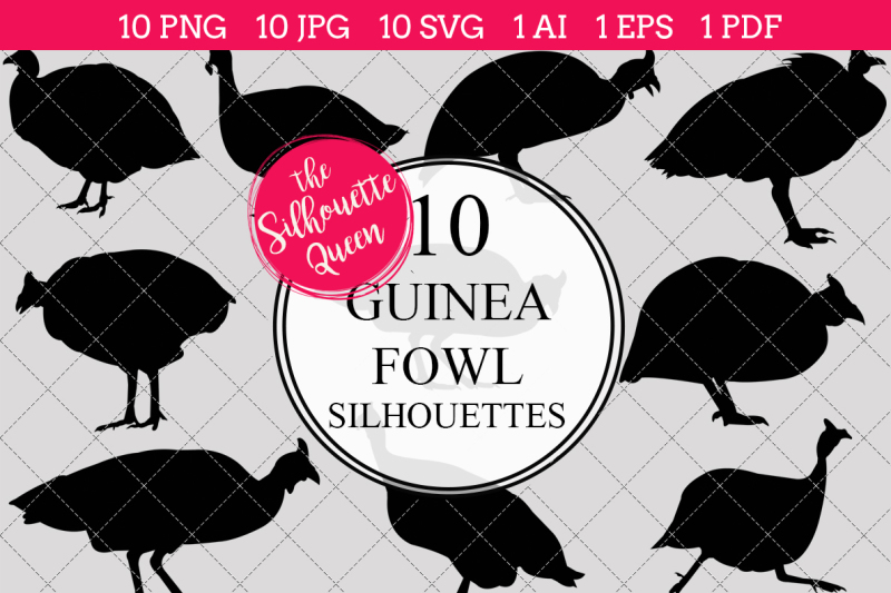 guinea-fowl-silhouette-vectors