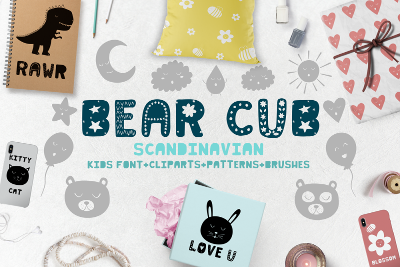 bear-cub-scandinavian-kids-font-brushes-patterns-more