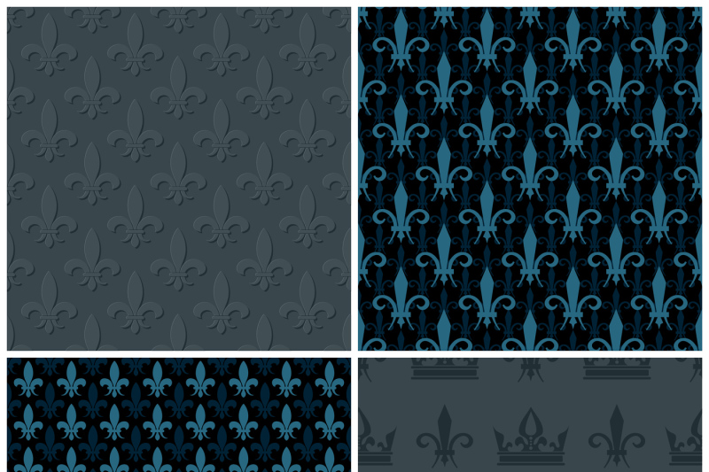 vector-crowns-and-fleur-de-lis-seamless-patterns-set