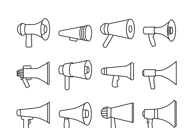 megaphone-announcement-loudspeaker-thin-line-vector-icons