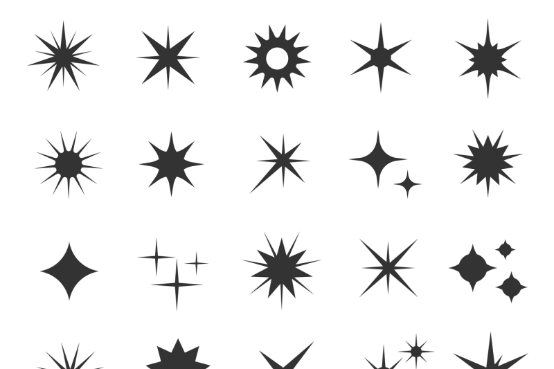 shining-sparkling-stars-black-vector-symbols