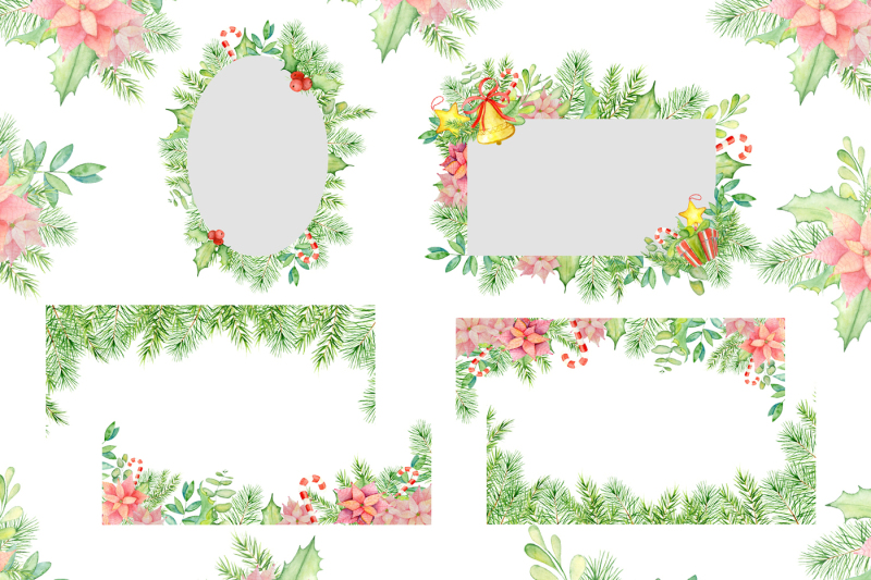 christmas-watercolor-frames-and-arrangements