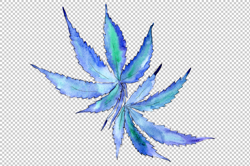 cannabis-leaves-png-watercolor-set