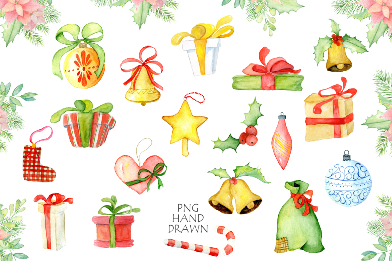 christmas-watercolor-elements-and-decorations