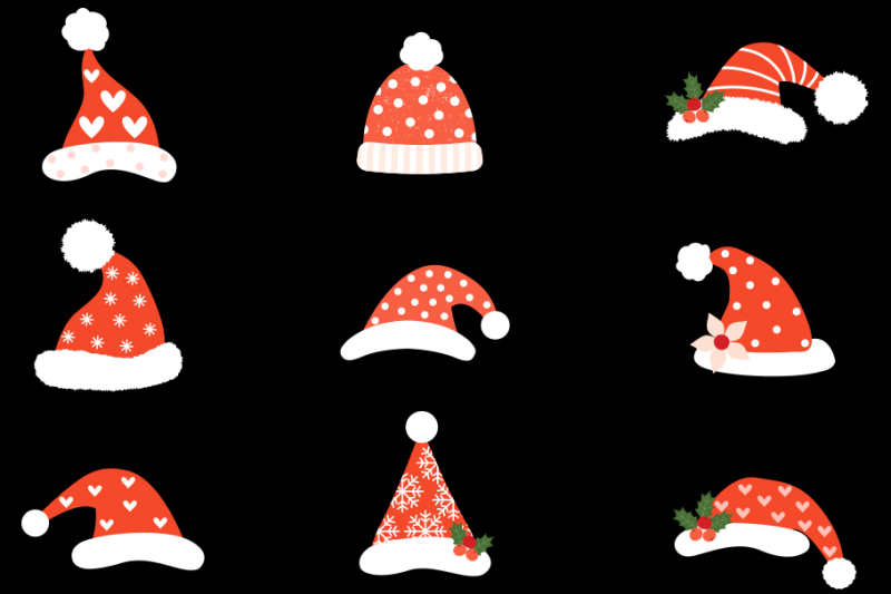 hipster-santa-hats-clipart-cute-santa-claus-hat-clip-art-christmas