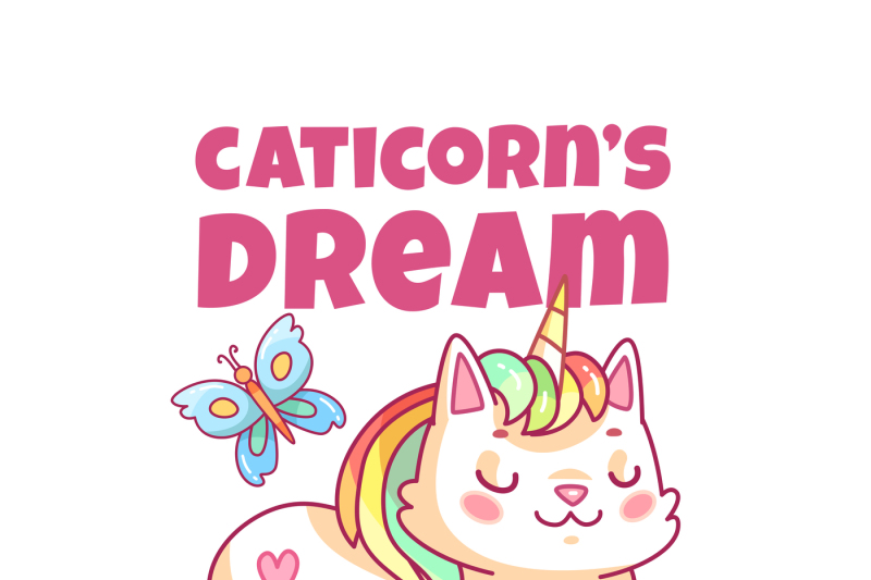 cat-unicorn-poster-cute-cartoon-caticorn-funny-magic-kitty-pet-kids