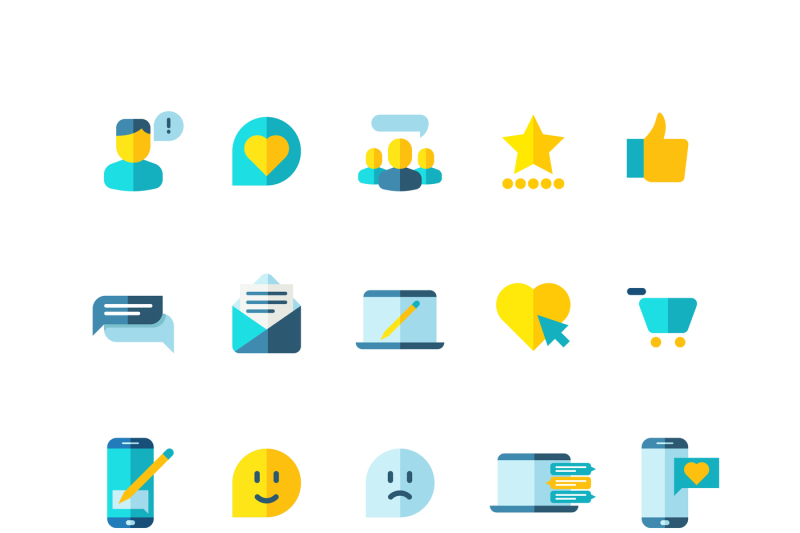customer-service-clients-loyalty-ranking-review-flat-vector-icons-s