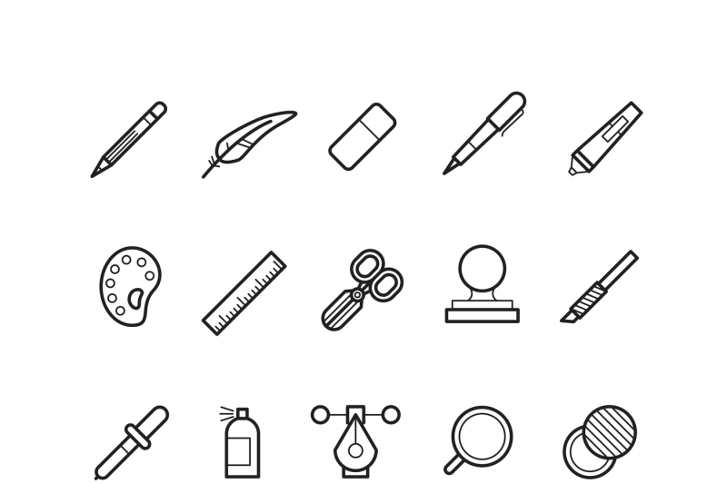 Download Drawing, design tools vector line text editor icons set ...