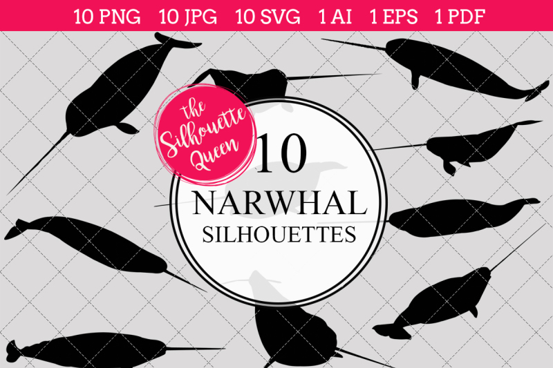 narwhal-silhouettes-vector