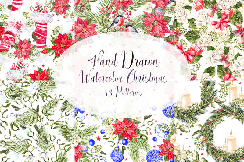 hand-drawn-watercolor-christmas-13-patterns
