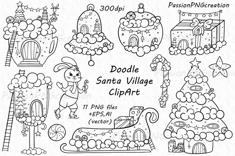 doodle-santa-village-clipart