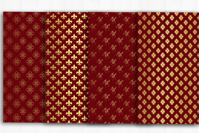 burgundy-gold-digital-paper