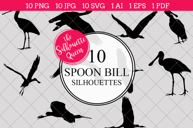 spoon-bill-silhouette-vectors