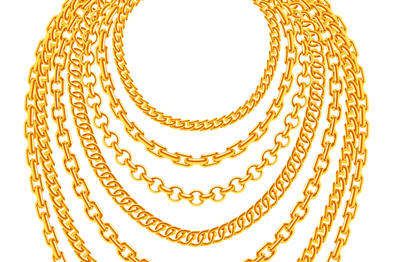golden-metallic-chain-necklaces-vector-set