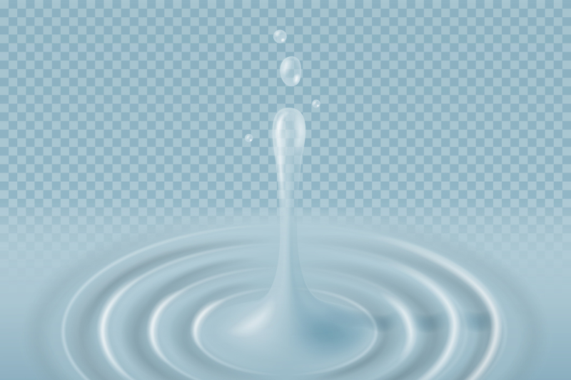 blue-water-falling-drop-with-ripple-surface-vector-illustration