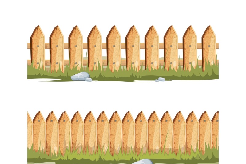 wooden-fences-with-grass-and-stones-seamless-vector-cartoon-backgroun