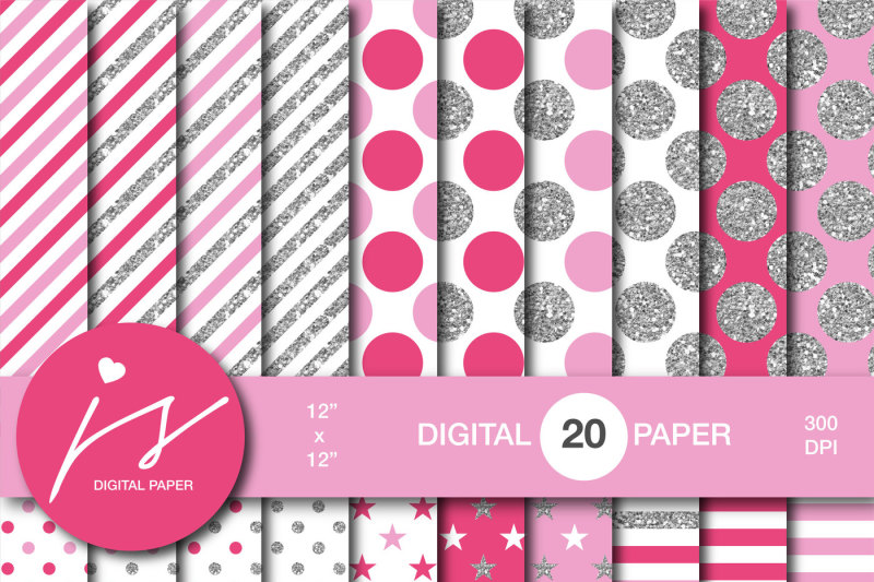 hot-pink-silver-glitter-digital-paper-mi-948